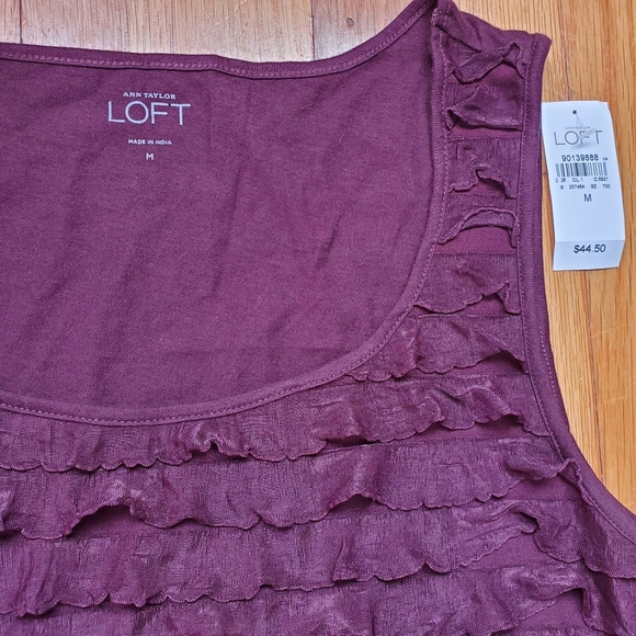 Ann Taylor Loft‎ ruffle front sleeveless blouse size medium NWT - Picture 2 of 6